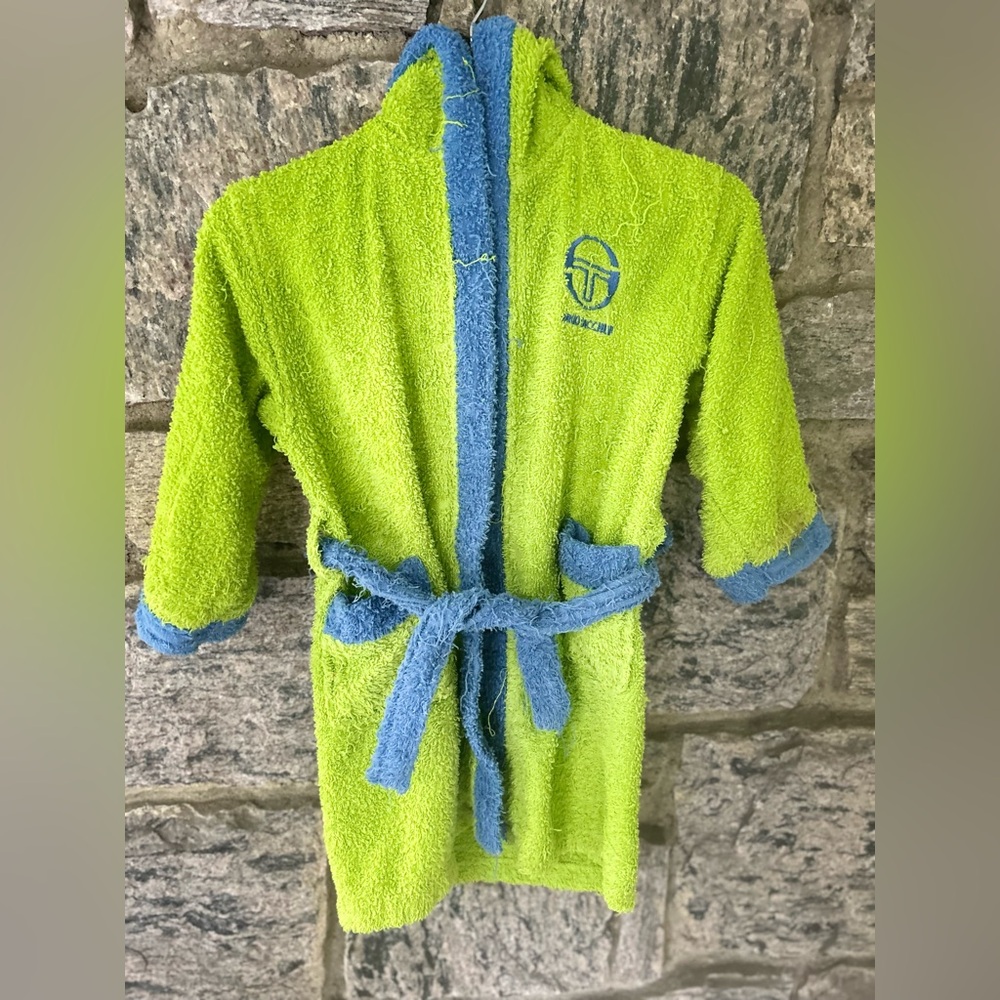 Sergio Tacchini Lime Green and Sky Blue Bathrobe